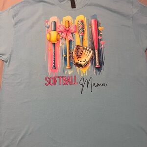 Softball Mama T-Shirt - Blue